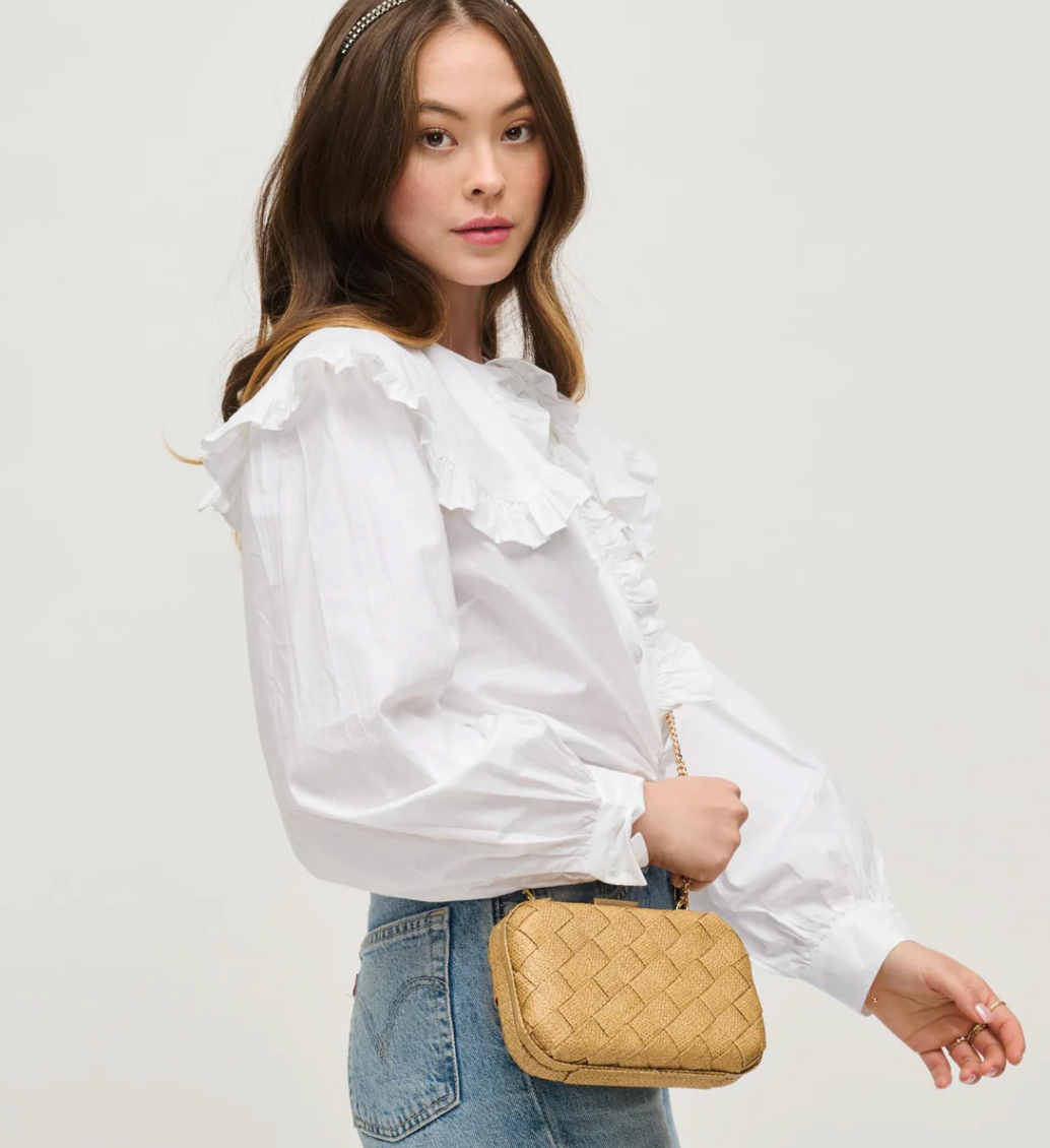 Addie Woven Straw Clutch Natural