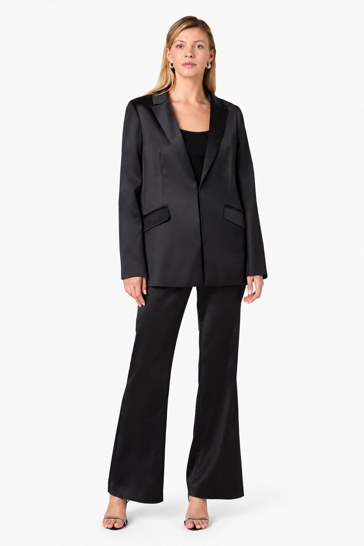 Maelys Satin Blazer-Black
