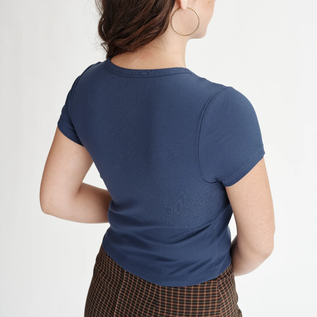 Undun Cropped Light Volume-Navy