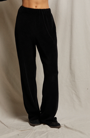 Holly Velour Wide Leg Sweatpant Black