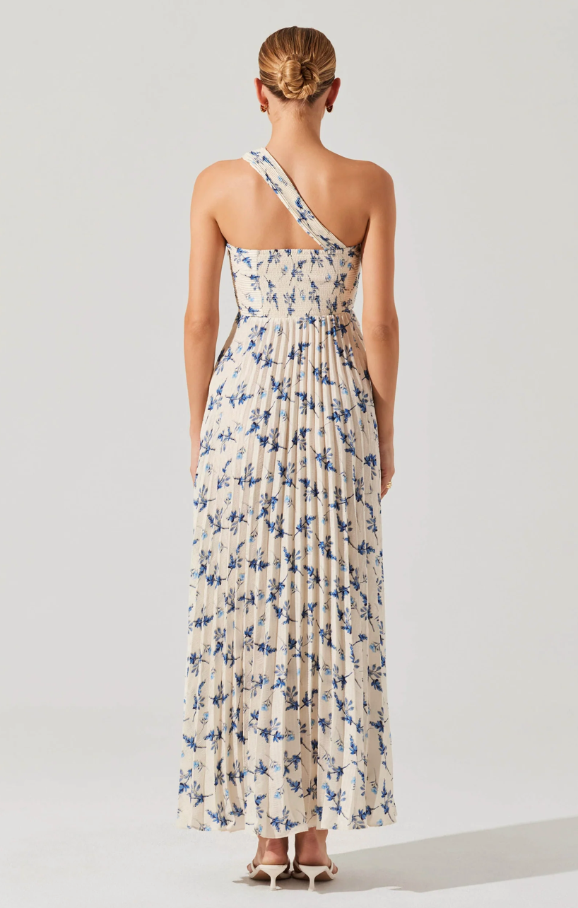 Rasya Dress White Blue Floral