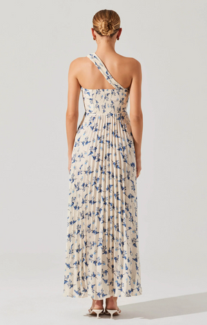 Rasya Dress White Blue Floral