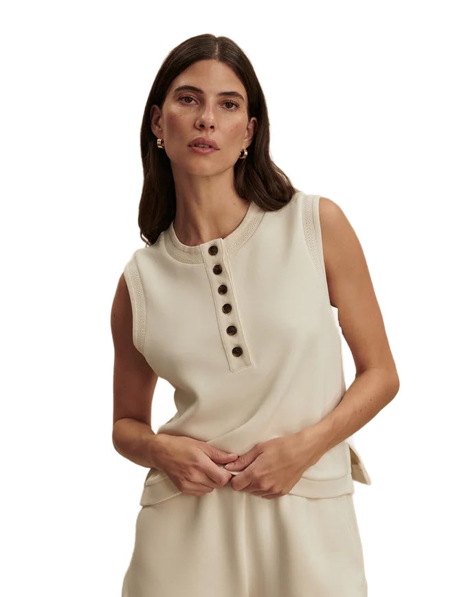 Marla Button Placket Tank-Pristine