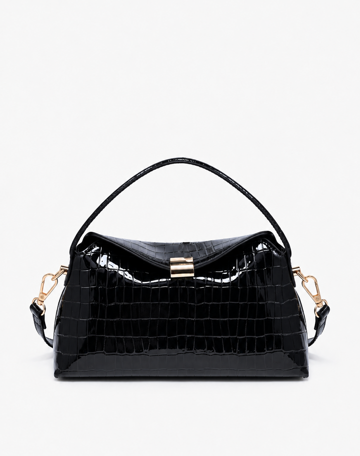 Katerina Crossbody-Black Croc