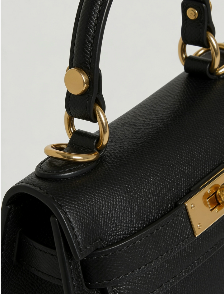 Victoria Leather Small Tote-Black