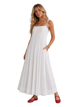 off white pleated dress Off White Pleated Lace Sleeveless Mini Dress