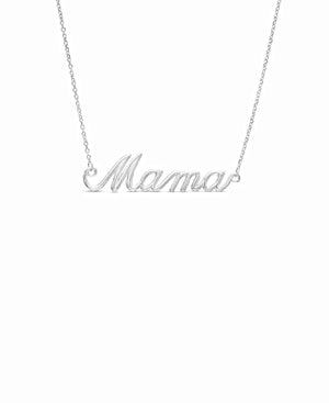 Silver Mama Script Necklace