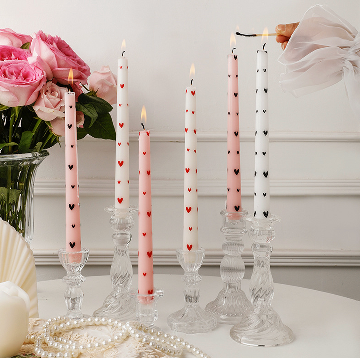 2pcs Valentine's Day Pink Heart Pillar Candle