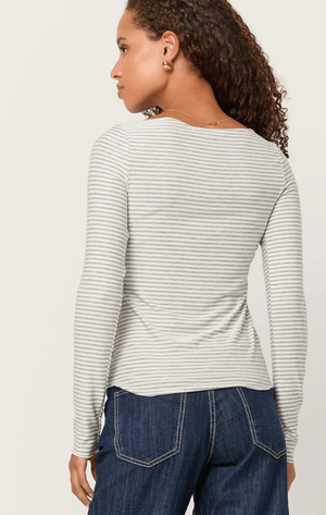 Zinnia Striped Boatneck Tee Grey