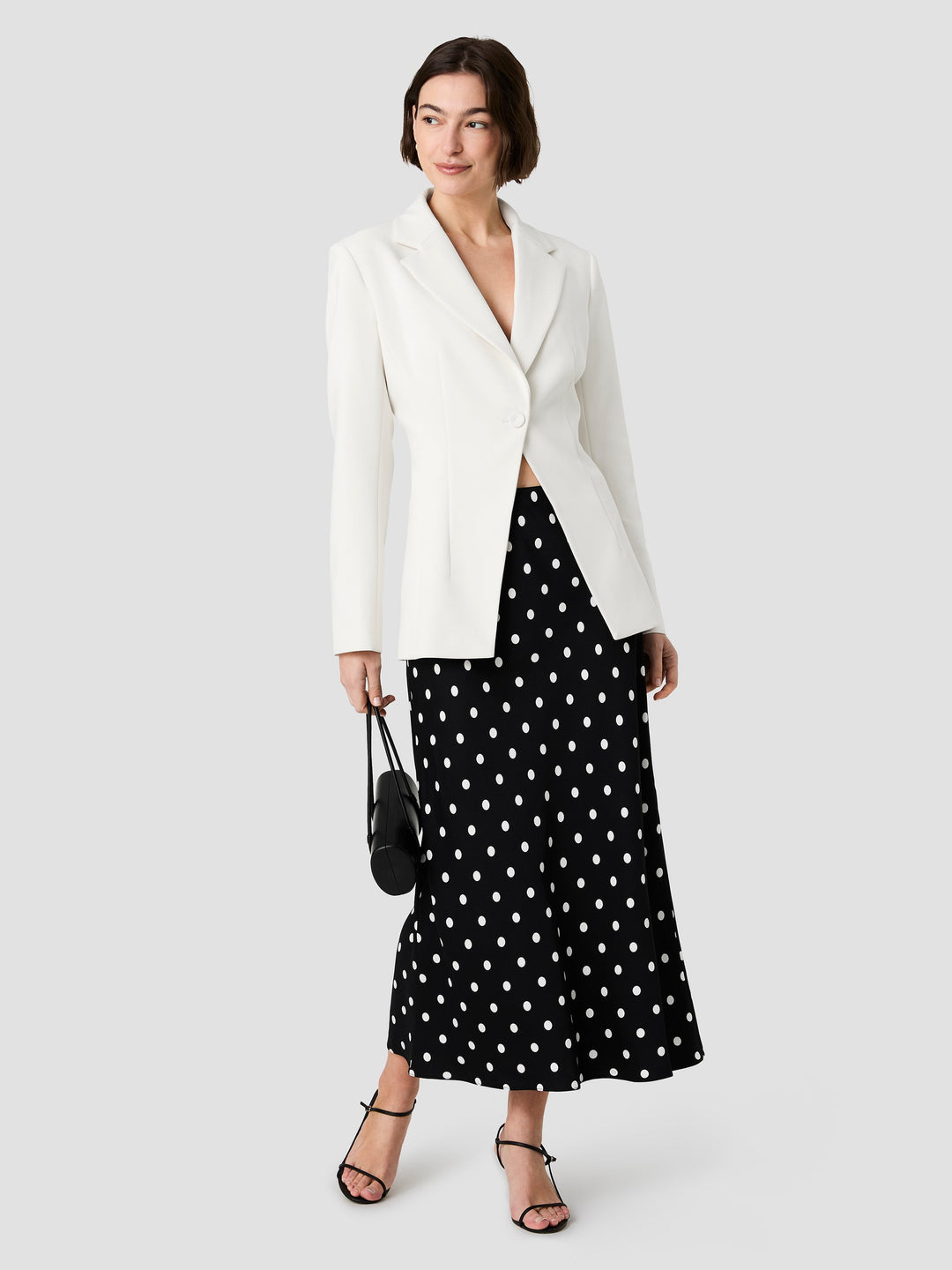 Azra Twill Cinched Blazer-Porcelain Cream