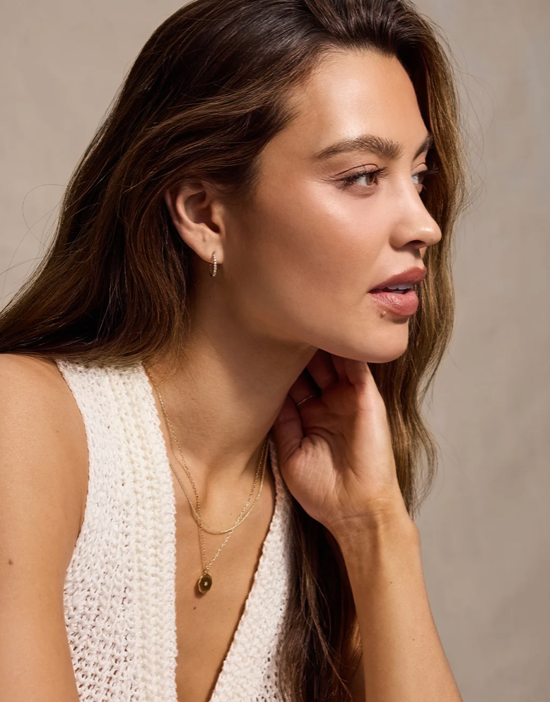 Birthstone Coin Necklace -Gold/Pearl