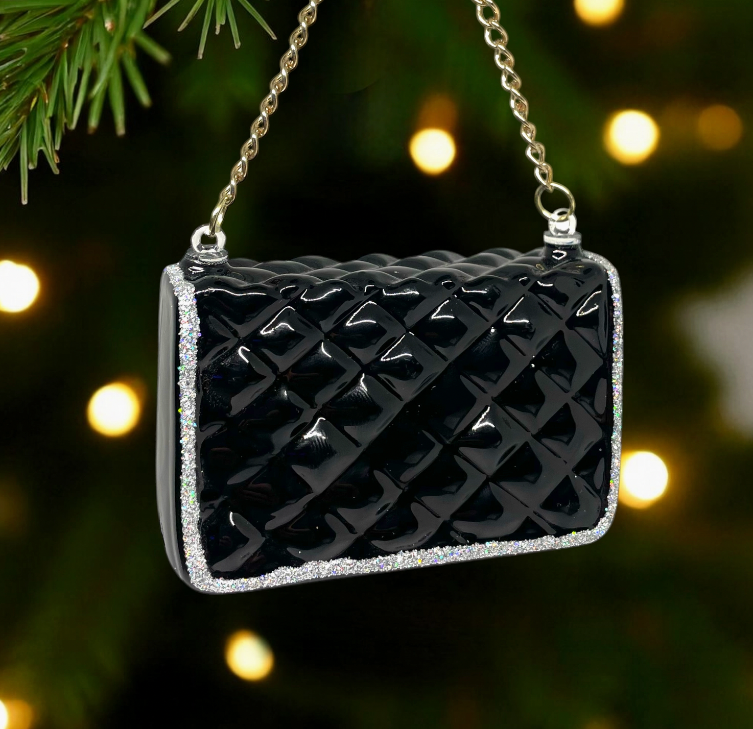 Quilted Purse Glass Ornament