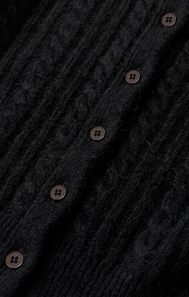Medina Pointelle Cardigan-Black