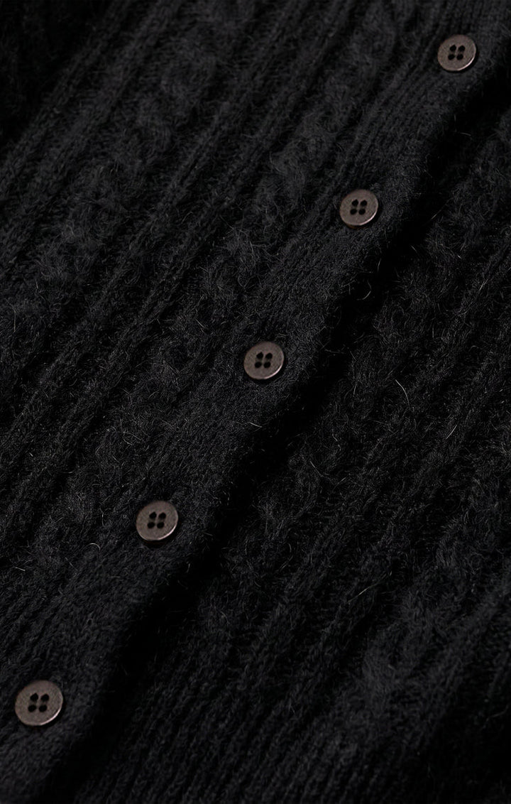 Medina Pointelle Cardigan-Black
