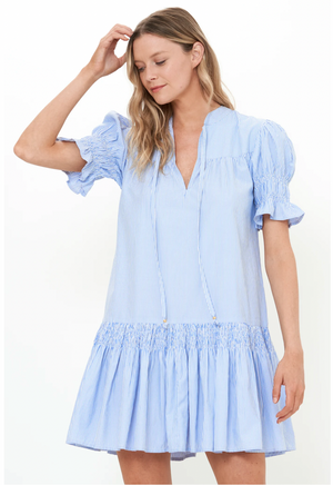 Smocked Drop Mini- Chatham Blue