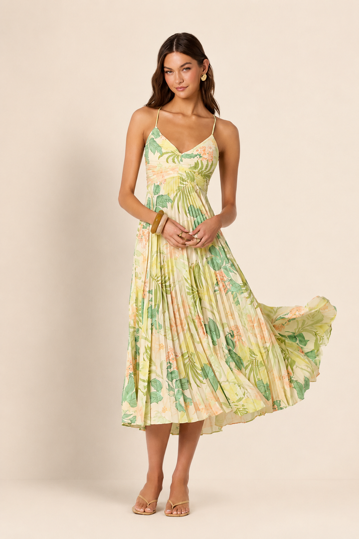 Blythe Dress-Green Tropical
