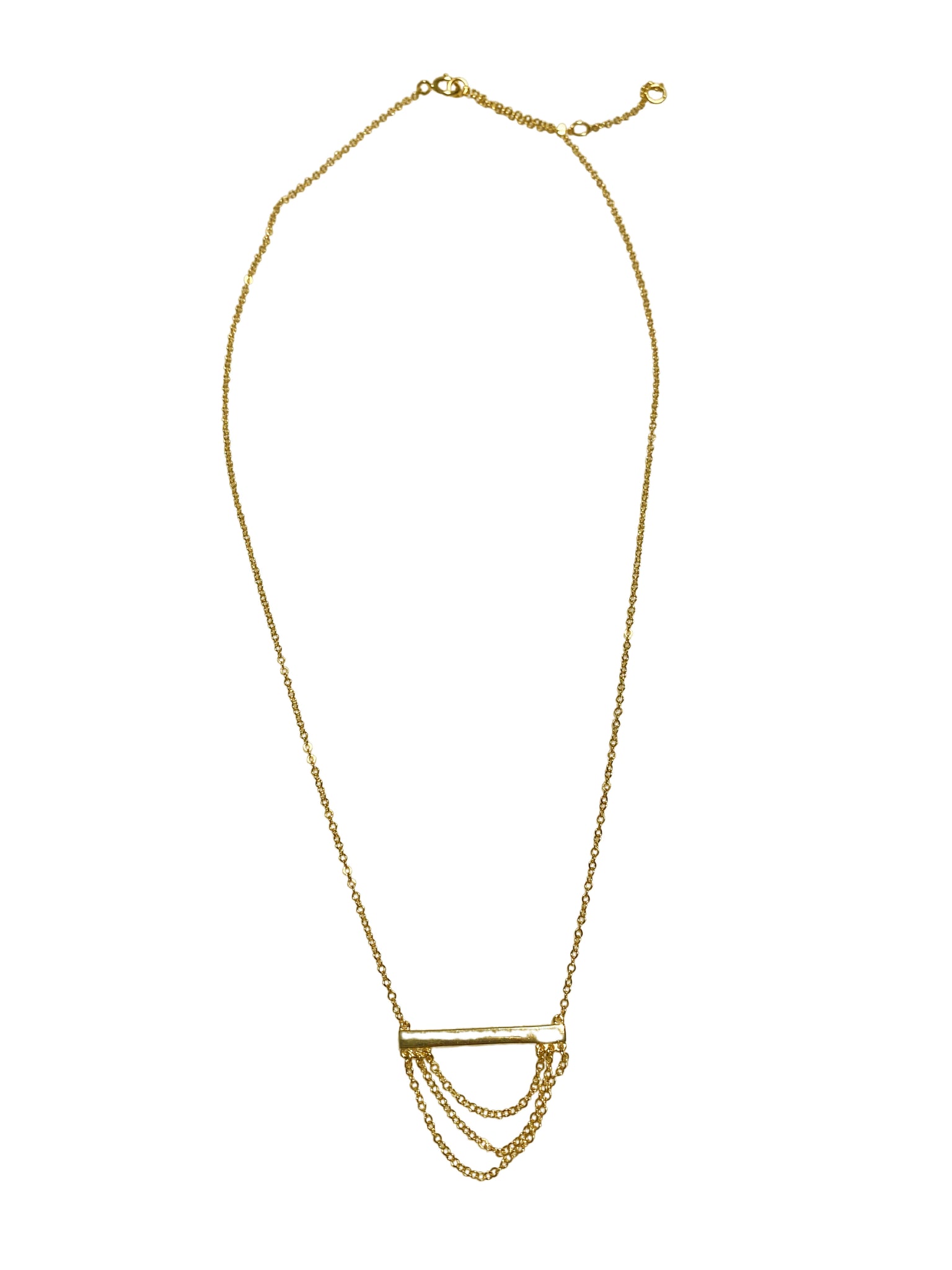 SS-Gold Thin Bar w/Hanging Chains