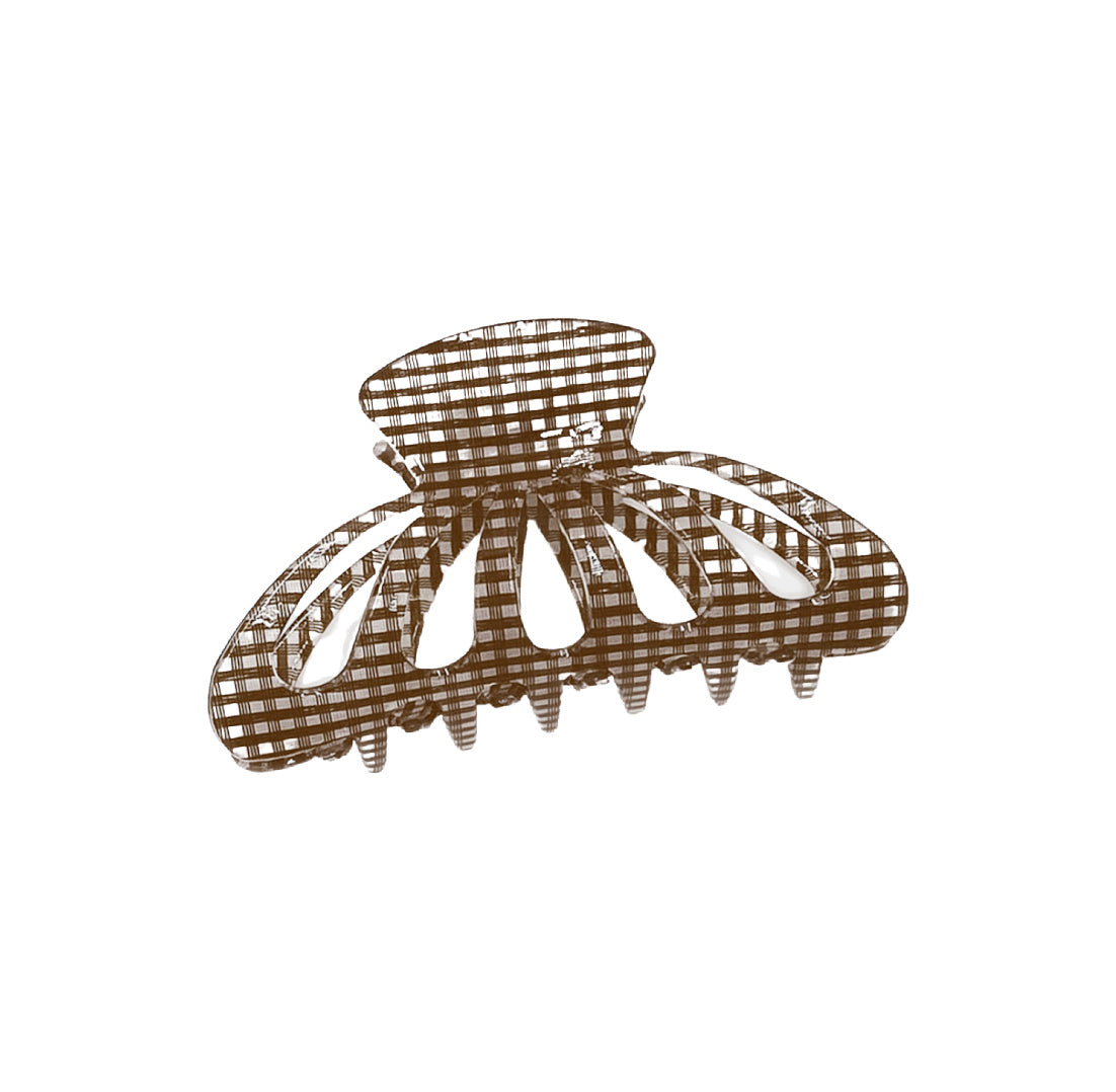 Brown Gingham Large Clip