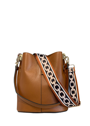 Leather Bucket Bag Camel w/Extra Strap